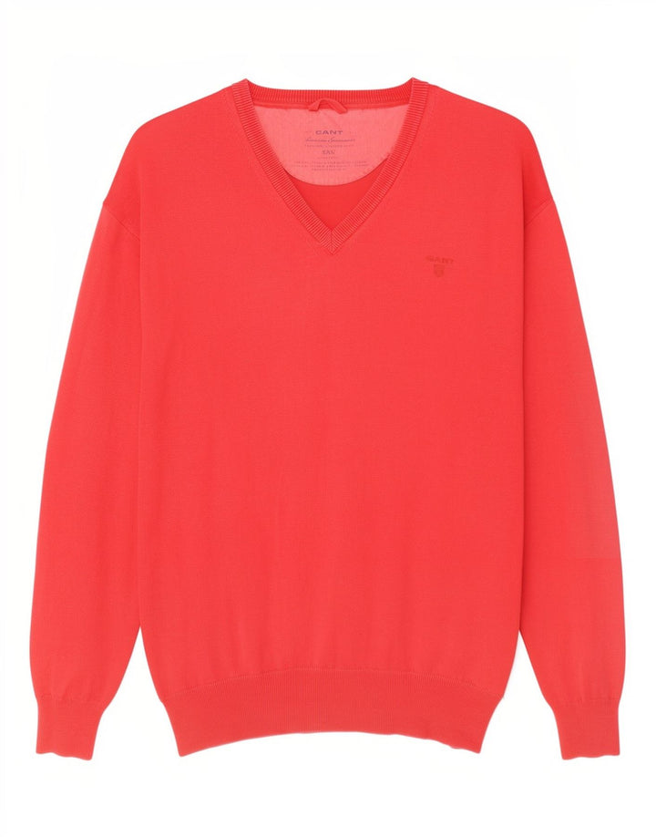 Suéter masculino Gant com decote em V 2XL algodão vermelho