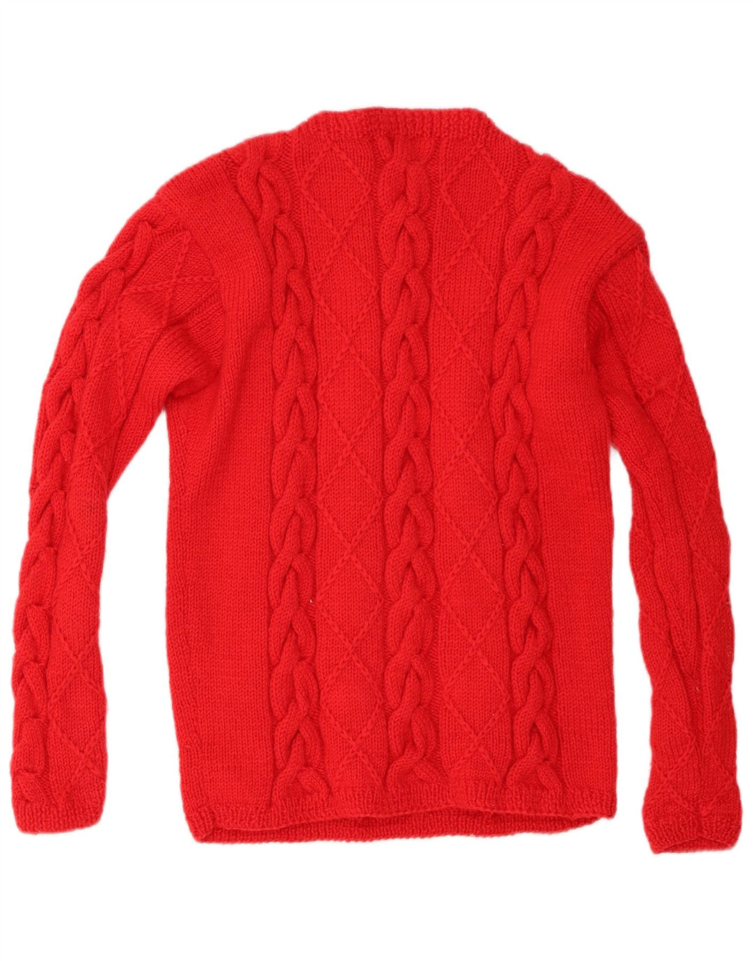 Suéter feminino vintage com gola tartaruga Reino Unido 12 vermelho médio