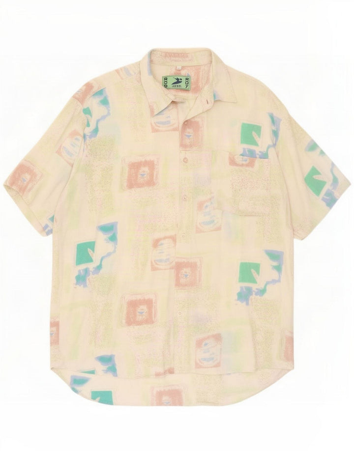 Rob Roy Camisa masculina de manga curta grande geométrica multicolorida