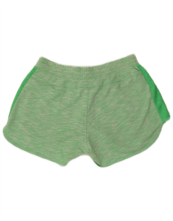 Shorts esportivos gráficos femininos CHAMPION UK 6 XS poliéster manchado verde