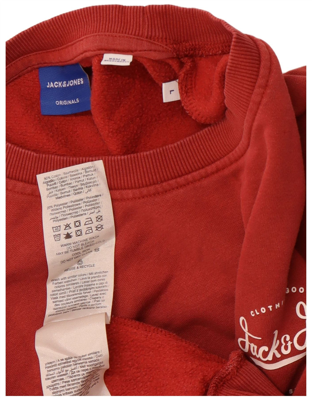 Suéter masculino JACK & JONES grande algodão cor de vinho
