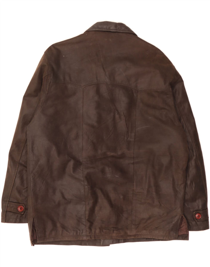 BASETTI Mens Leather Coat IT 52 XL Brown Leather Vintage Basetti and Second-Hand Basetti from Messina Hembry 