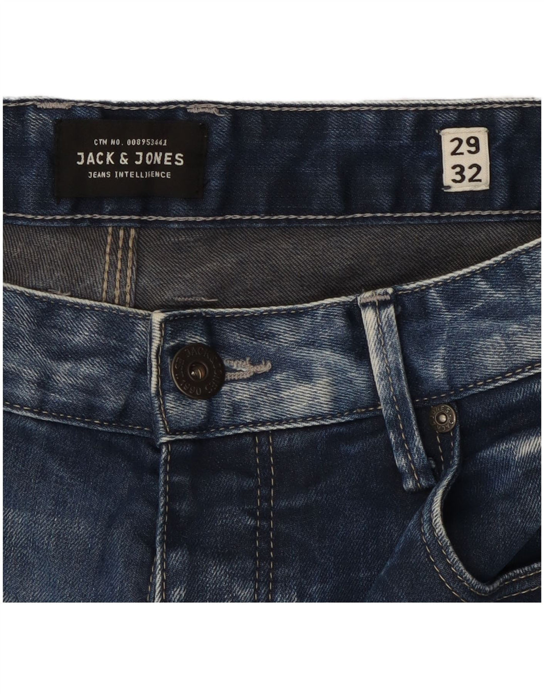 Jack & Jones Masculino Mike Straight Jeans W29 L32 Azul Algodão