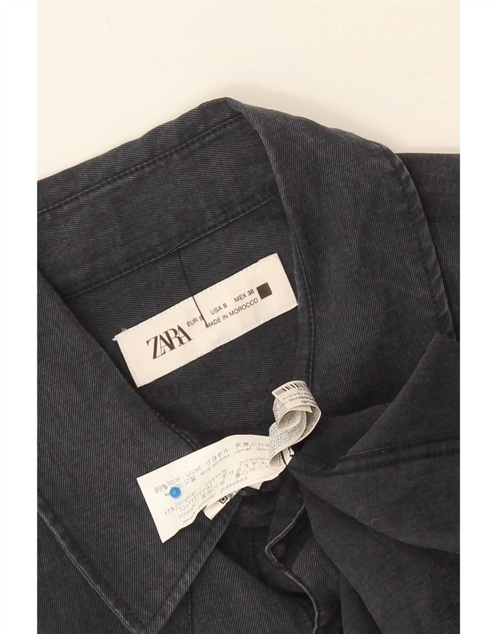Zara Camisa masculina pequena azul marinho Lyocell