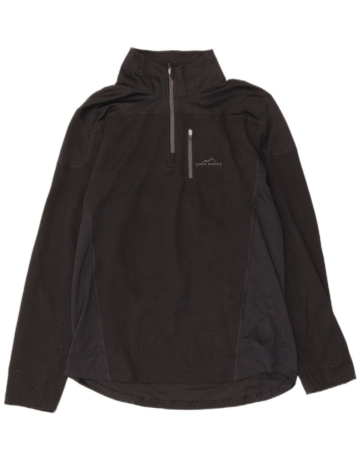 EDDIE BAUER Pulôver feminino com zíper e gola alta, pulôver, Reino Unido, 10, pequeno, preto