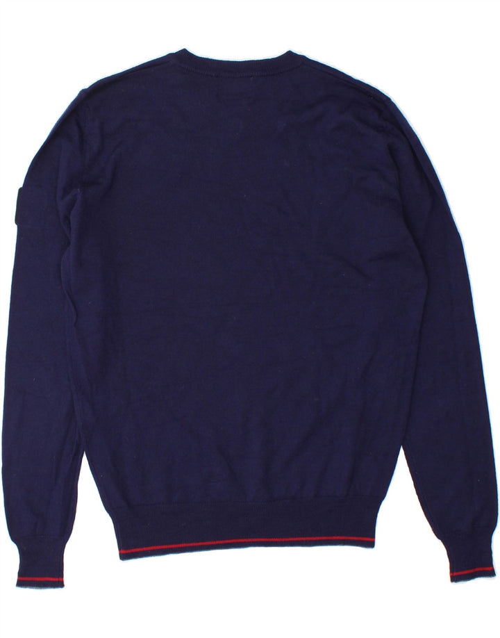 REFRIGIWEAR Mens V-Neck Jumper Sweater Small Navy Blue Wool Vintage Refrigiwear and Second-Hand Refrigiwear from Messina Hembry 