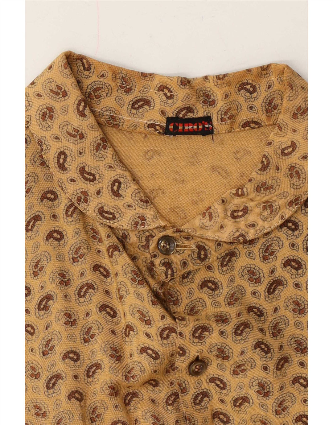Camisa masculina vintage de manga curta médio bege Paisley