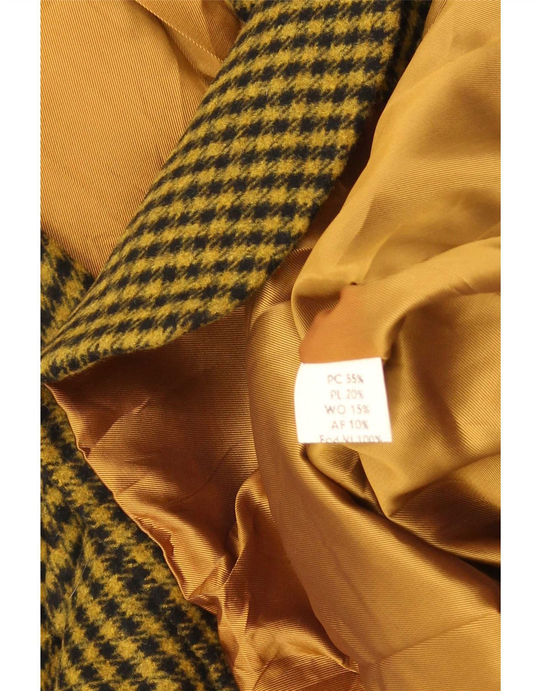 Jaqueta blazer masculina vintage com 2 botões, poliéster amarelo com verificação IT 52 XL