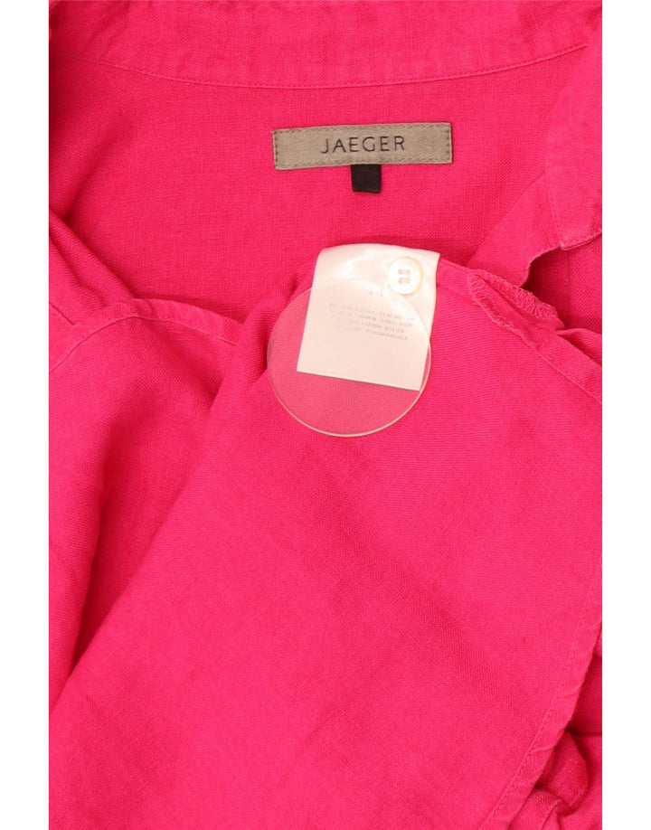 Camisa feminina manga 3/4 JAEGER Reino Unido 14 linho rosa médio