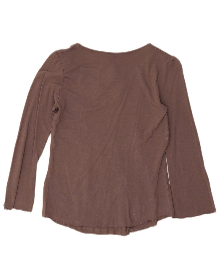 Top feminino manga 3/4 da Max & Co. Reino Unido 12 viscose marrom médio