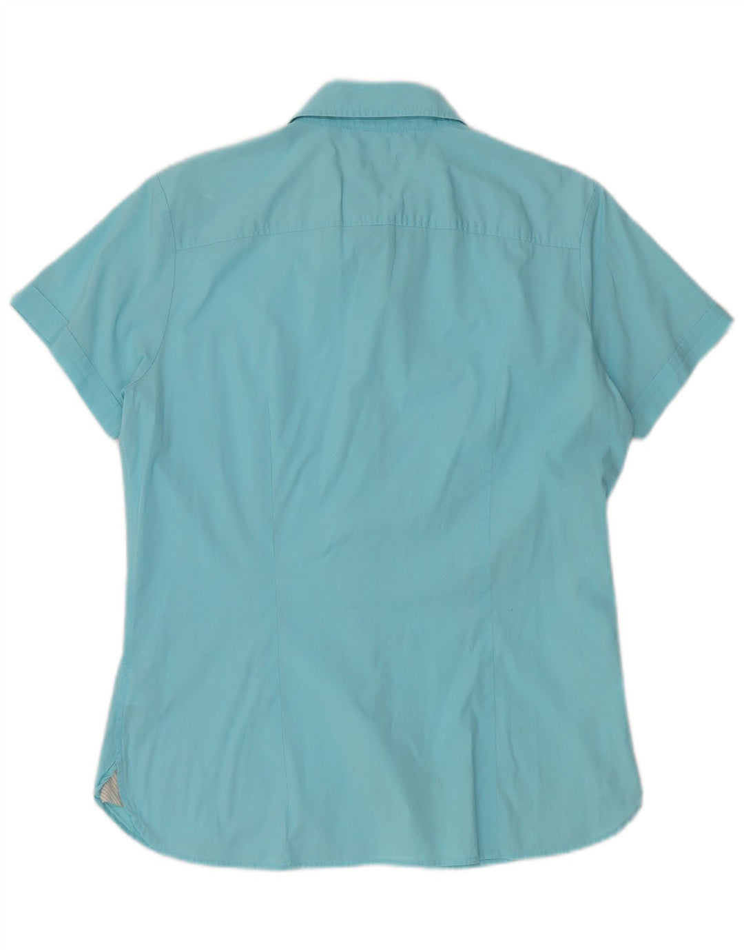 Camisa de manga curta feminina TOMMY HILFIGER Reino Unido 14 algodão azul médio