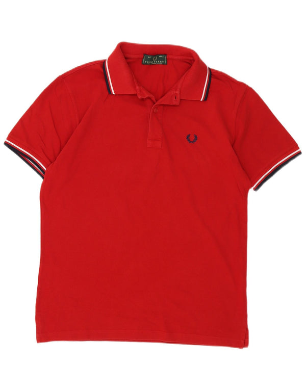 Camisa polo masculina Fred Perry de algodão listrado vermelho médio