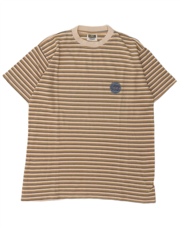 Camiseta masculina Lee grande algodão listrado bege