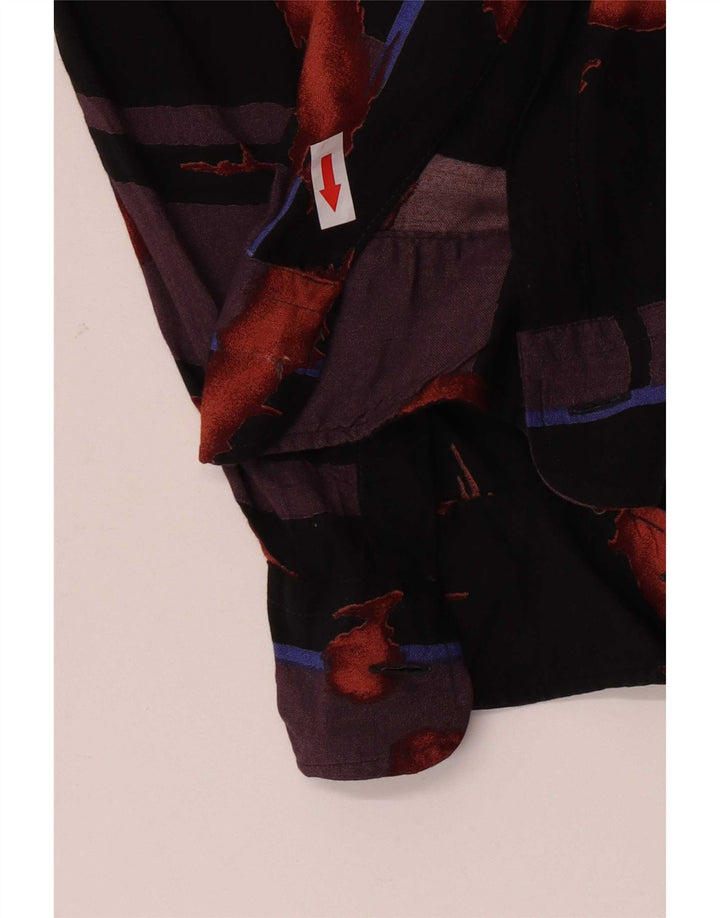 Pulôver vintage masculino com padrão abstrato grande preto
