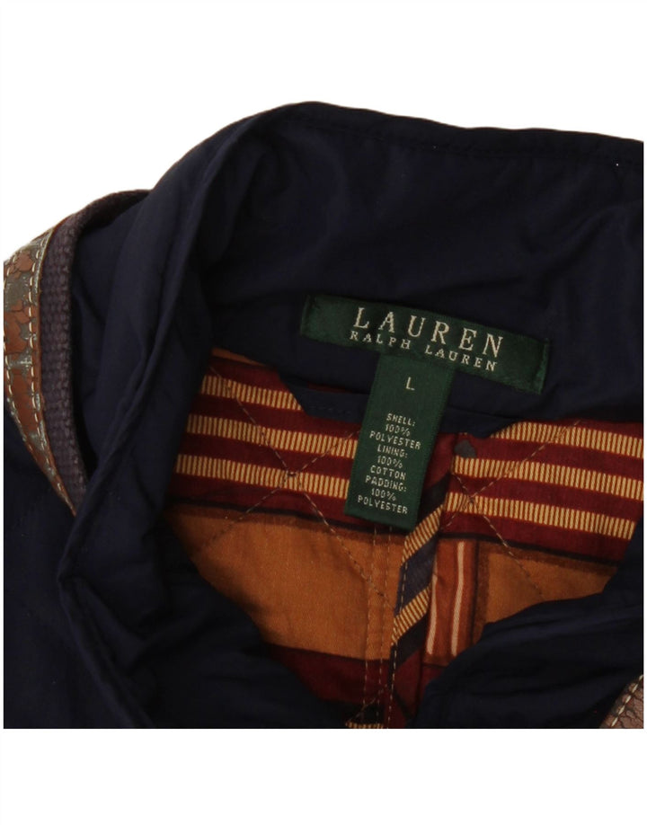Jaqueta acolchoada feminina Ralph Lauren Reino Unido 16 grande poliéster azul marinho