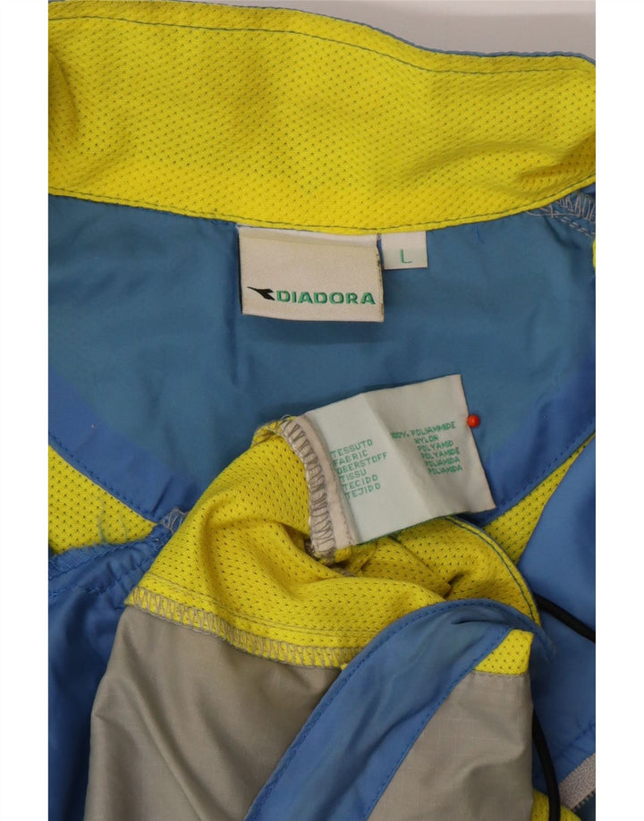DIADORA Jaqueta masculina de agasalho gráfico grande azul poliamida em bloco colorido