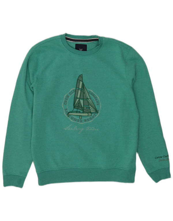 Crew Clothing Mens Gráfico Moletom Jumper Grande Algodão Verde