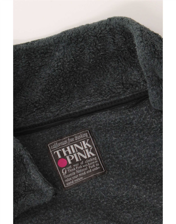 Jaqueta de lã masculina Think Pink UK 42 XL poliéster geométrico cinza
