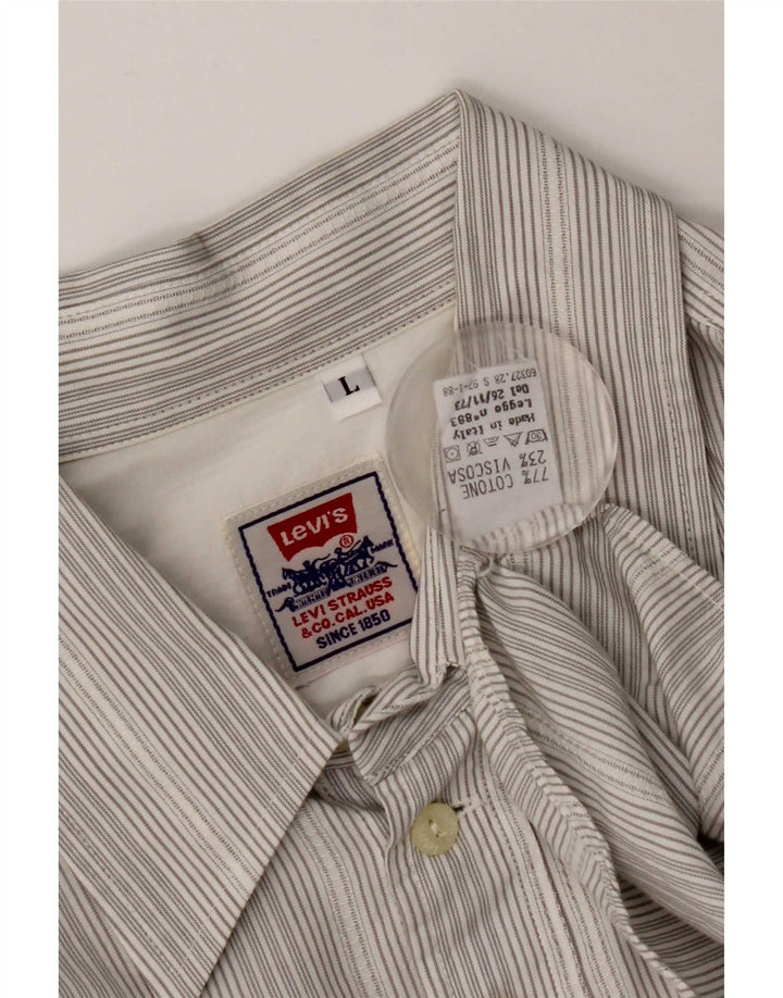 Camisa masculina Levi's grande algodão listrado cinza