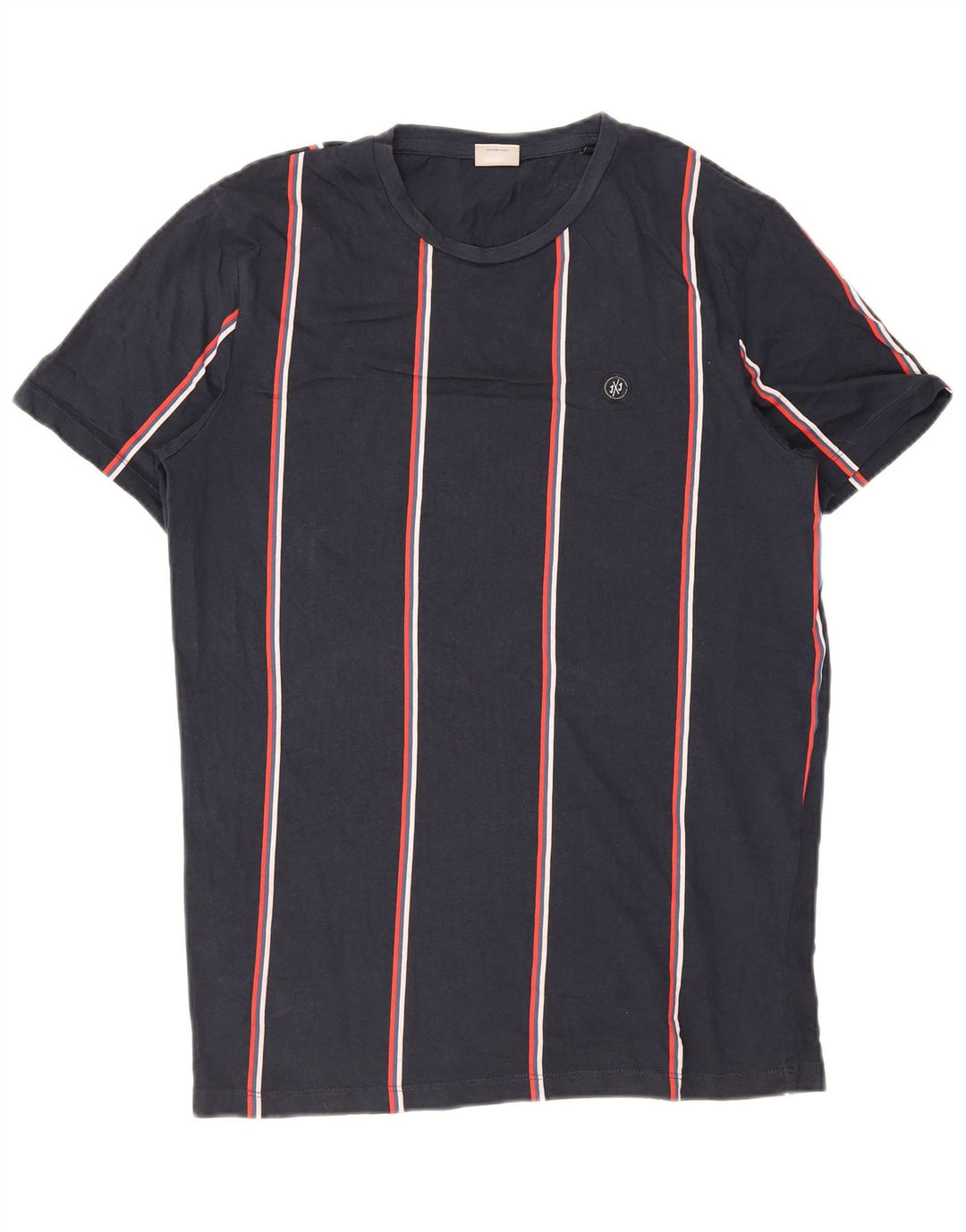 Camiseta masculina Jack & Jones Top médio algodão listrado azul marinho
