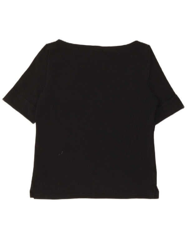 Camiseta feminina Ralph Lauren UK 14 grande algodão preto