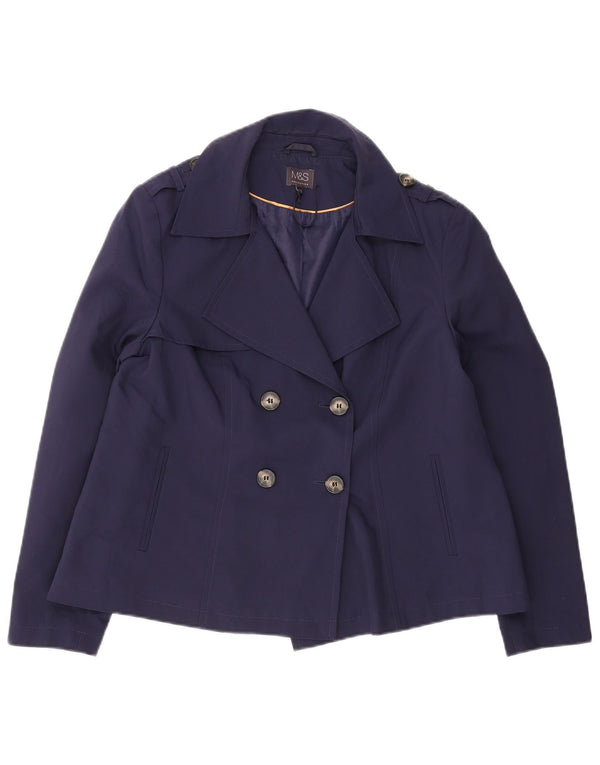 Casaco feminino Marks & Spencer Pea Coat UK 16 grande poliéster azul marinho
