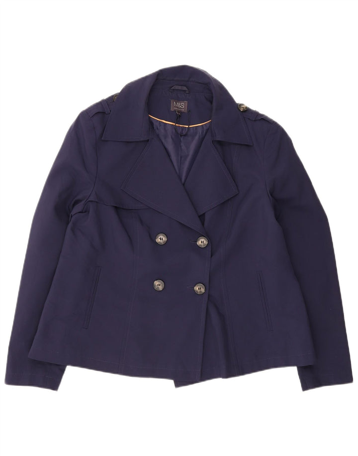 Casaco feminino Marks & Spencer Pea Coat UK 16 grande poliéster azul marinho