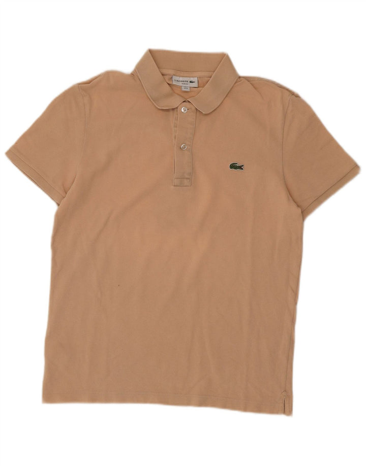 Camisa polo masculina Lacoste Slim Fit tamanho 4 algodão bege médio