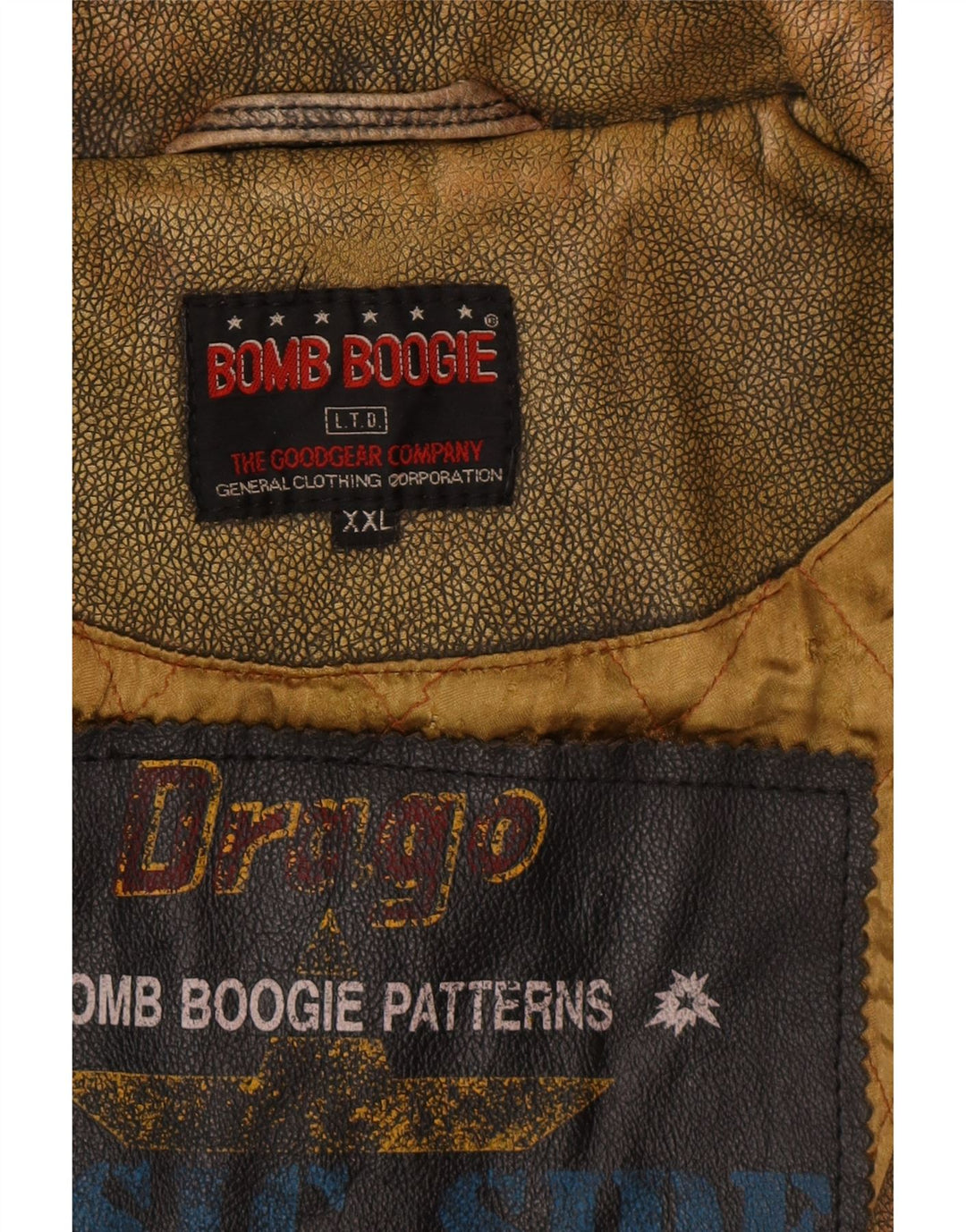 Jaqueta de couro masculina BOMB BOOGIE Reino Unido 44 2XL motociclista de couro marrom