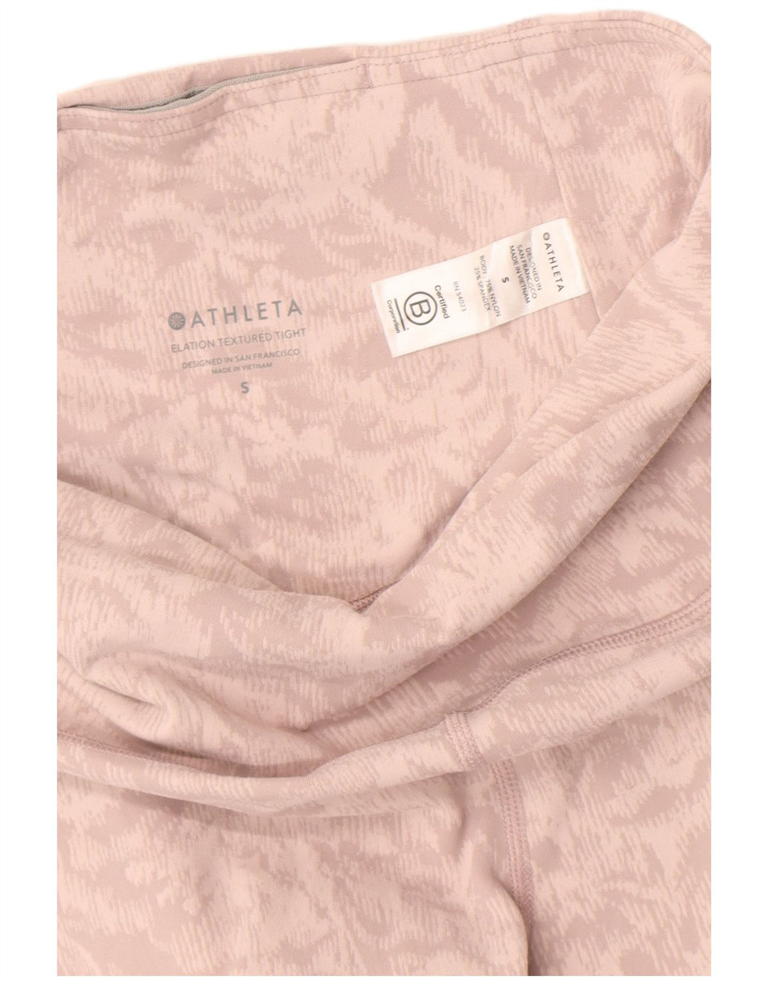 Leggings femininas Athleta com padrão abstrato Reino Unido 8 pequeno rosa nylon