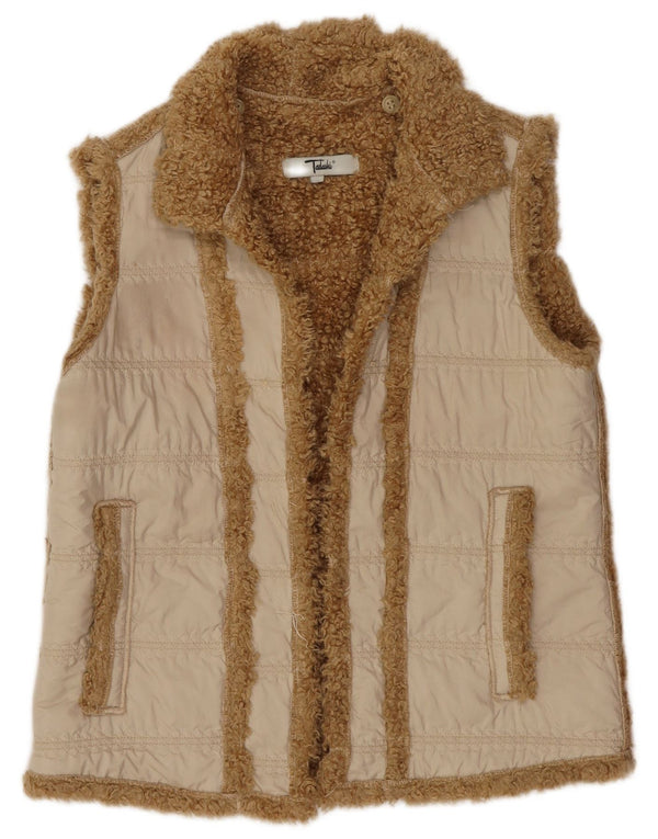 Tadashi Womens Sherpa Gilet UK 10 Pequeno Bege Viscose