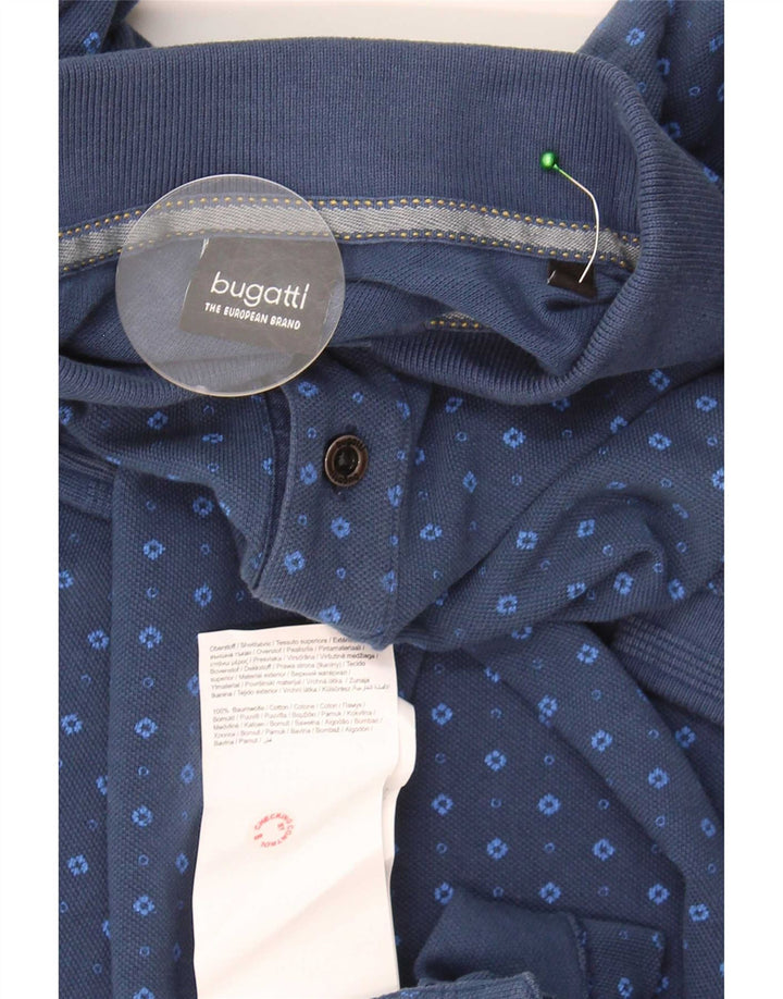 Camisa polo masculina Bugatti algodão manchado azul médio