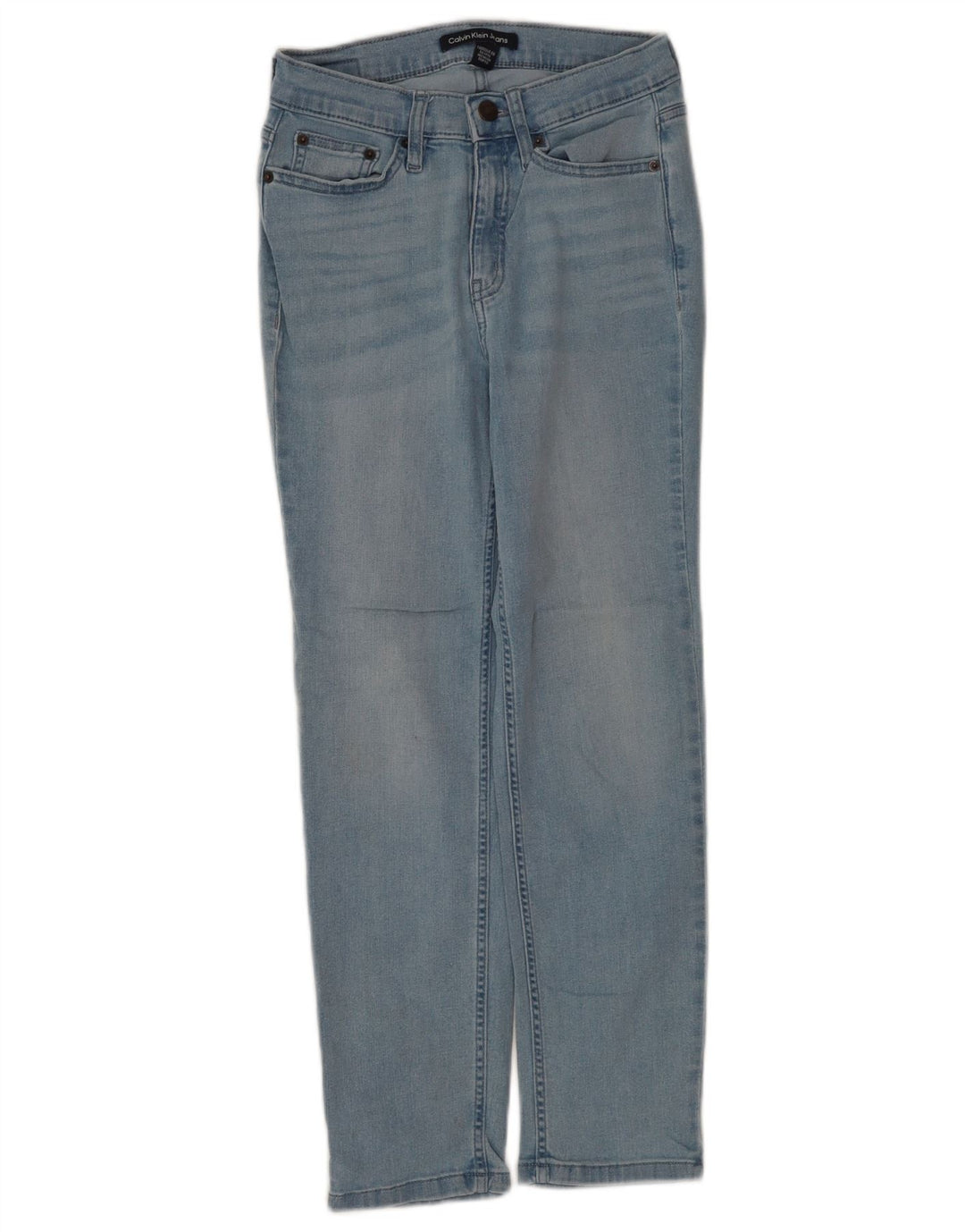 Calça jeans reta feminina Calvin Klein W25 L25 algodão azul