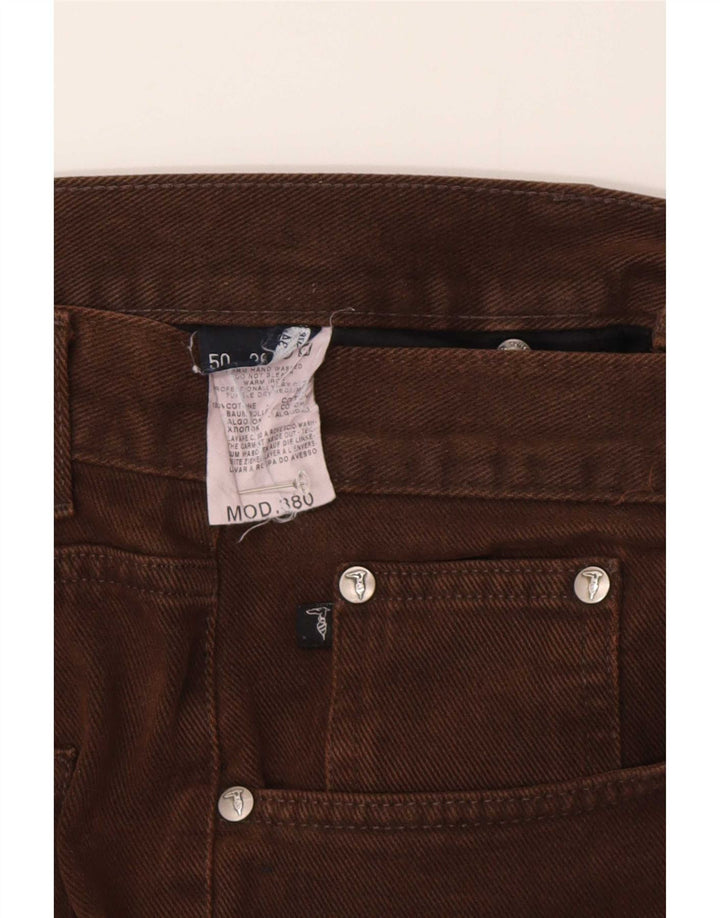 Trussardi Calça jeans reta masculina W34 L30 algodão marrom