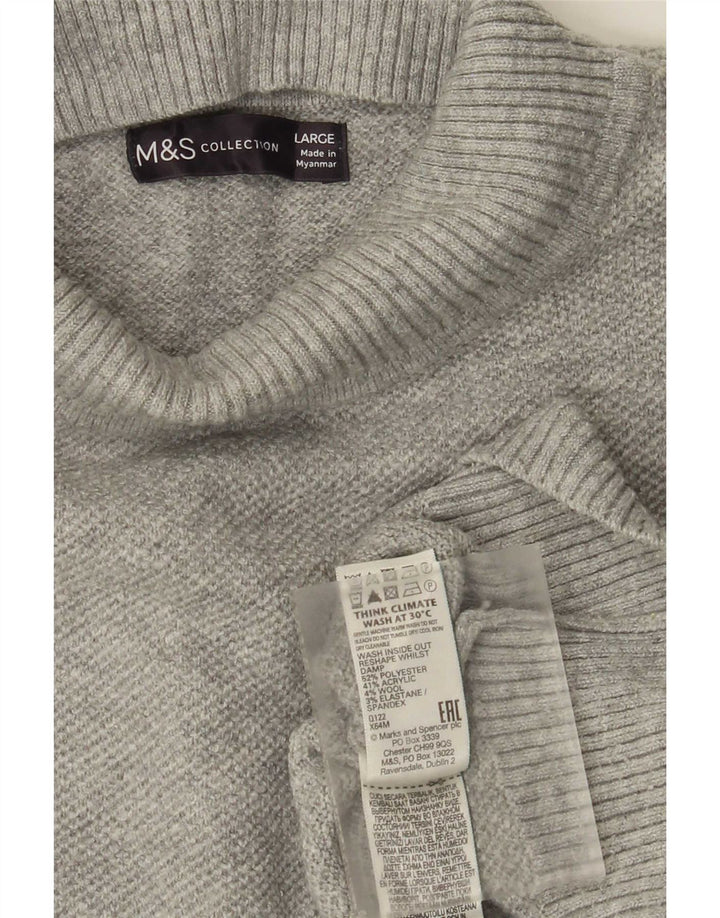 Suéter feminino Marks & Spencer com gola tartaruga Reino Unido 16 grande cinza