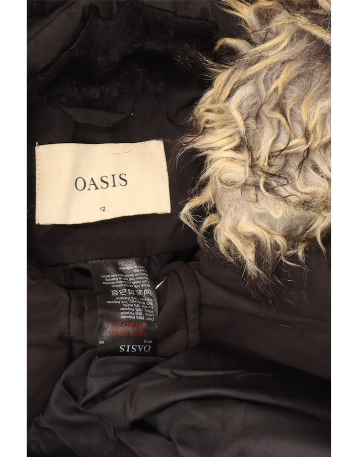 Casaco feminino acolchoado com capuz OASIS UK 12 poliéster preto médio