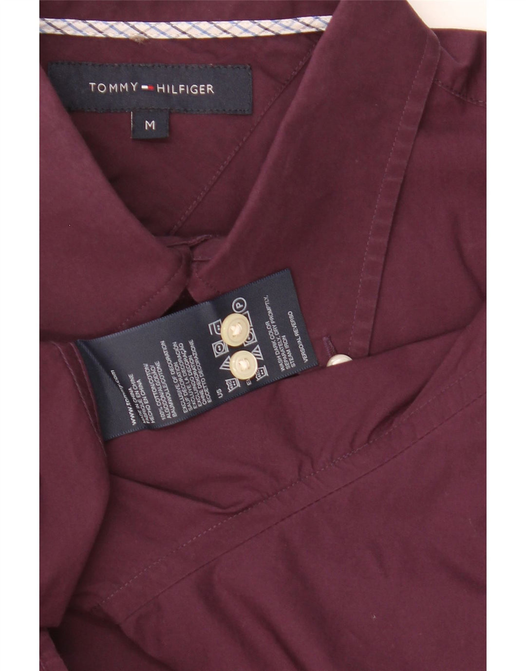 Camisa masculina Tommy Hilfiger de algodão roxo médio