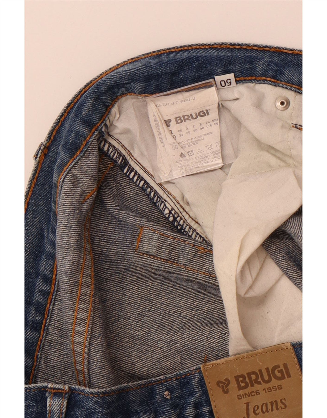 Jeans retos masculinos BRUGI W34 L32 algodão azul