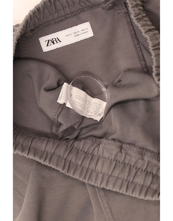Zara Mens Sport Shorts Médio Algodão Cinza