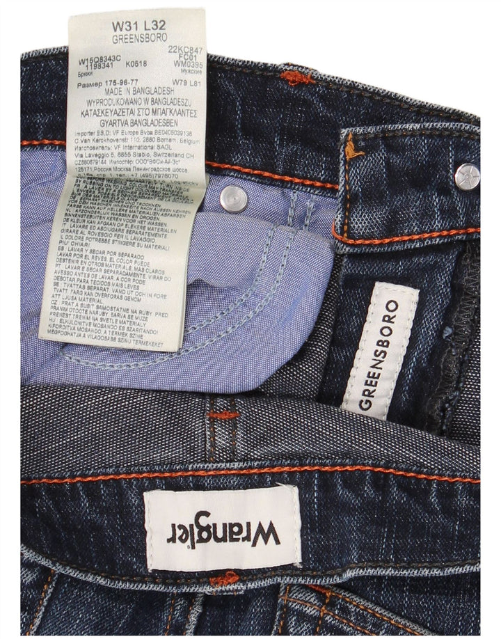 WRANGLER Mens Greensboro Straight Jeans W31 L32 Azul Marinho Algodão