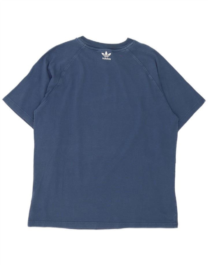 Adidas Mens Graphic T-Shirt Top Médio Algodão Azul