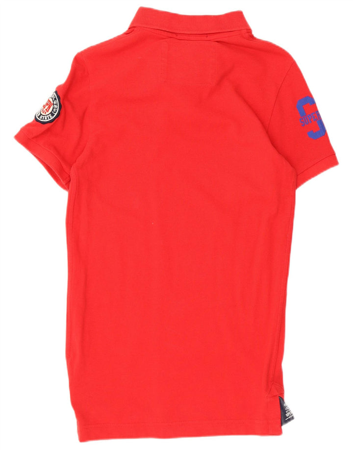 Superdry Mens Graphic Polo Shirt Pequeno Algodão Vermelho