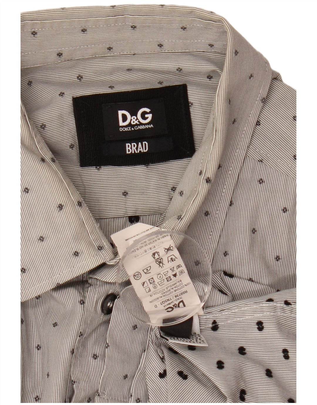 DOLCE & GABBANA Camisa masculina BRAD algodão manchado cinza médio