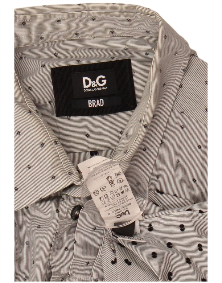 DOLCE & GABBANA Camisa masculina BRAD algodão manchado cinza médio