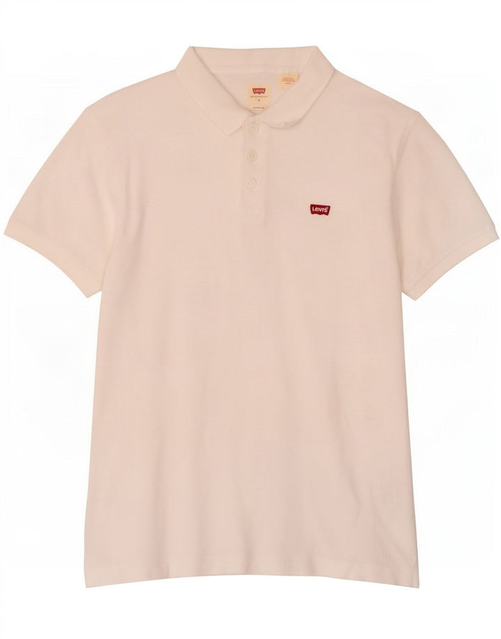 Camisa polo masculina padrão Levi's pequena de algodão branco