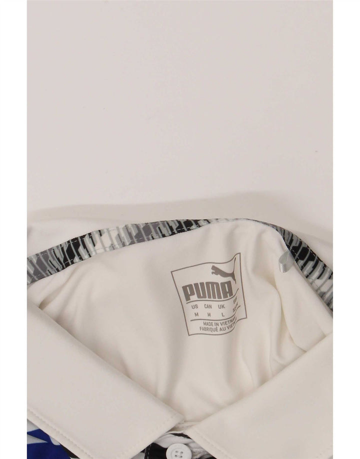 Camisa polo masculina Puma médio branco colorblock
