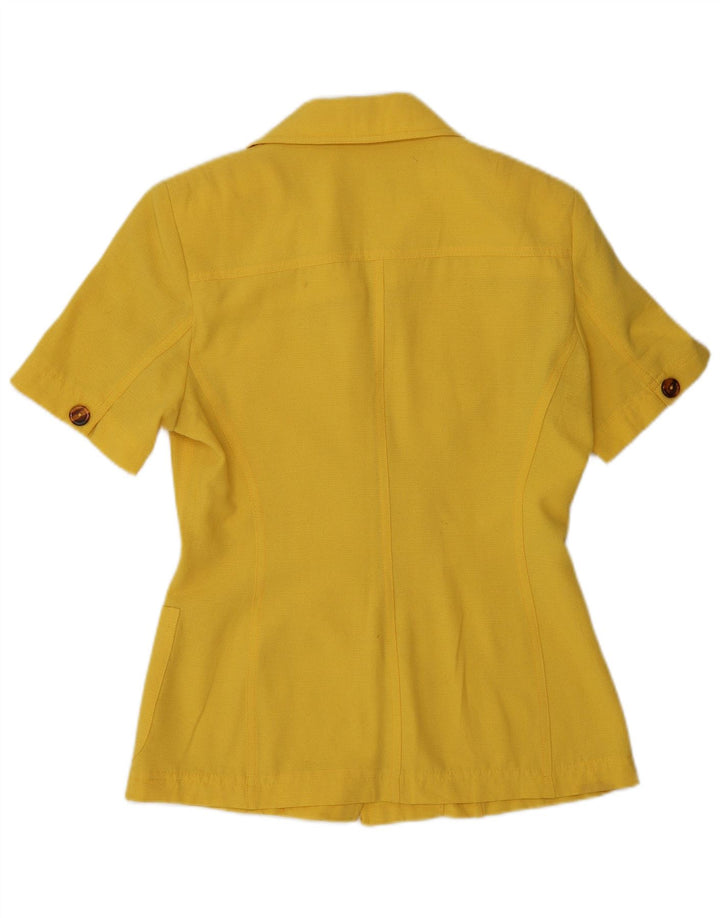 Jaqueta blazer feminina VINTAGE de manga curta com 5 botões IT 44 amarelo médio