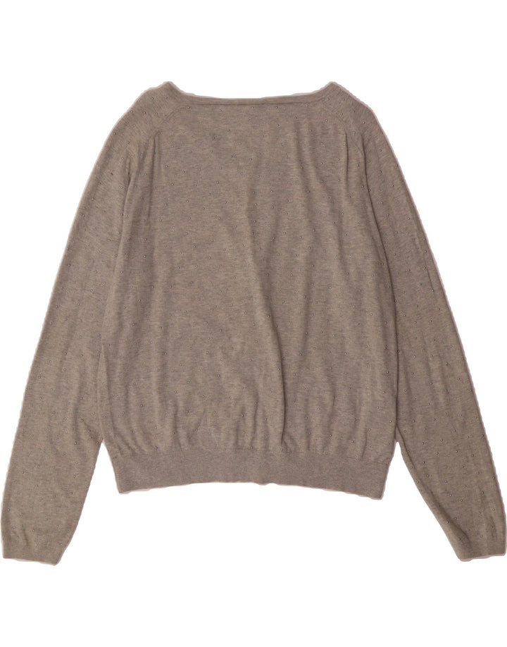 LAURA ASHLEY Womens Cardigan Sweater UK 18 XL  Grey Cotton Vintage Laura Ashley and Second-Hand Laura Ashley from Messina Hembry 