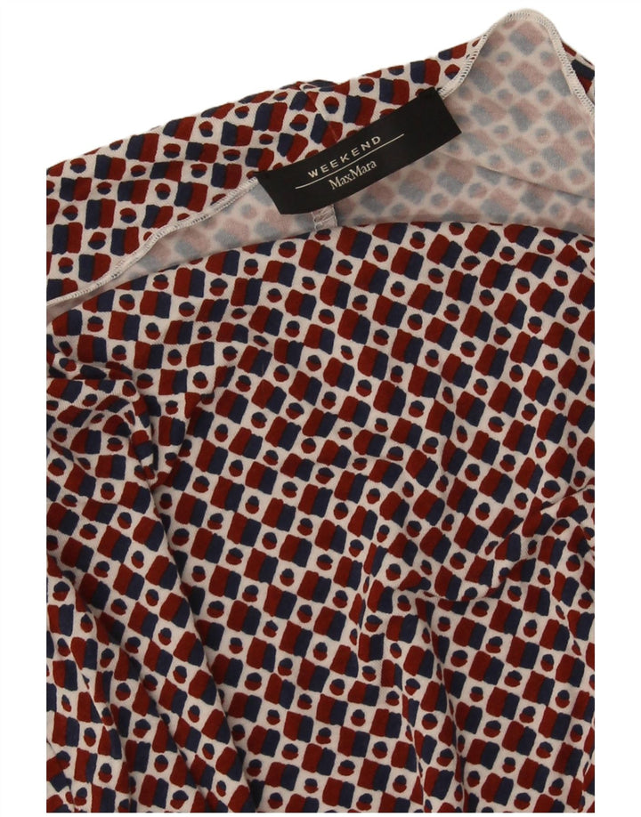 Max Mara Blusa feminina de fim de semana Top Reino Unido 12 Médio Vermelho Geométrico