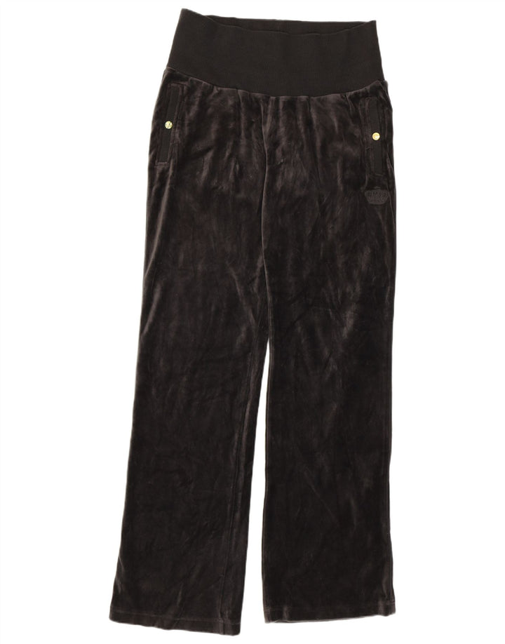 Adidas Womens Velour Tracksuit Calças UK 14 Grande Cinza Algodão